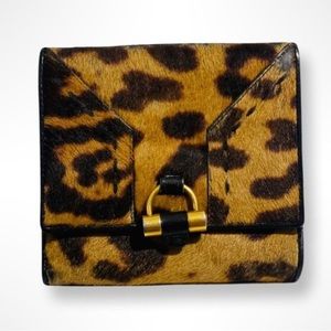 Yves Saint Laurent Pony Hair Leopard Print Muse Wallet